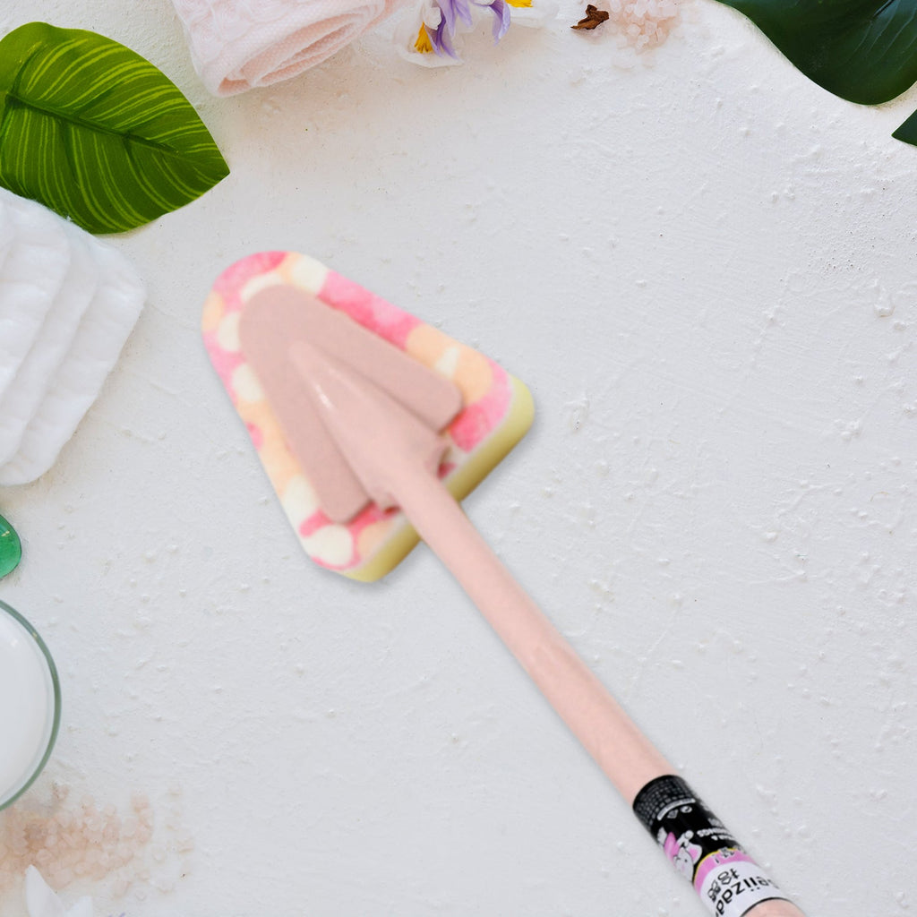 Compact triangular sponge brush head for corner cleaning.