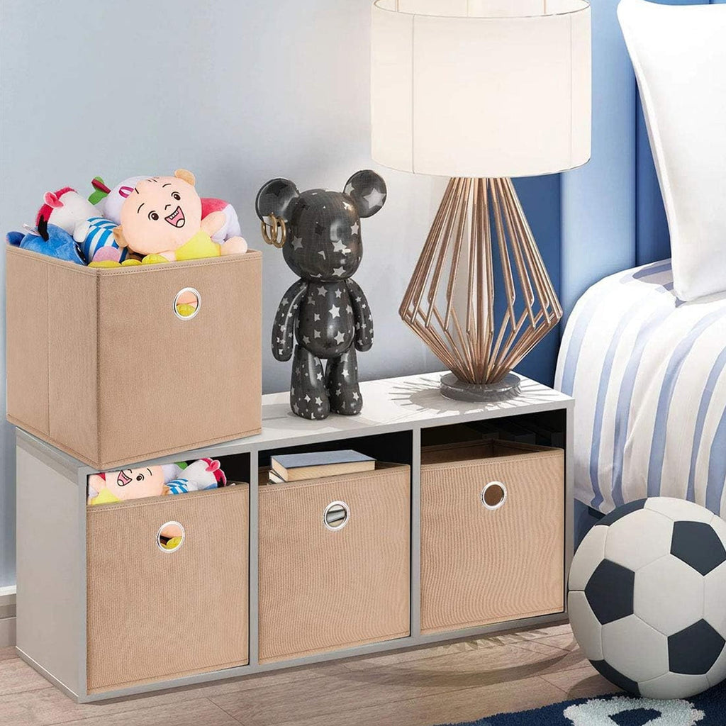 Close-up of sturdy jute fabric foldable storage box box with handle ring