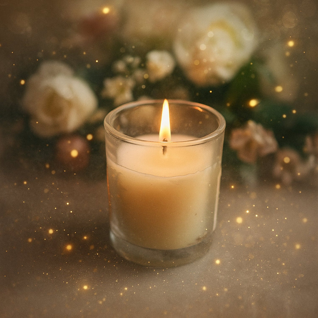 A Scented Votive Candle beautifully packaged, ready for gifting.