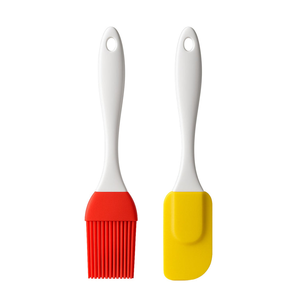 The Bake & Dwell silicone baking tools set, ready for culinary use.