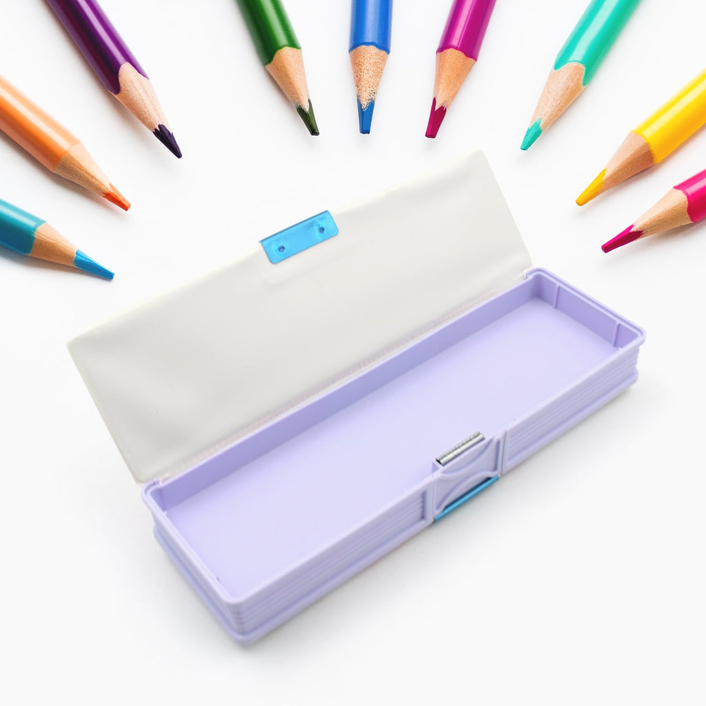 Front view of a vibrant cartoon pencil case for kids' school supplies.