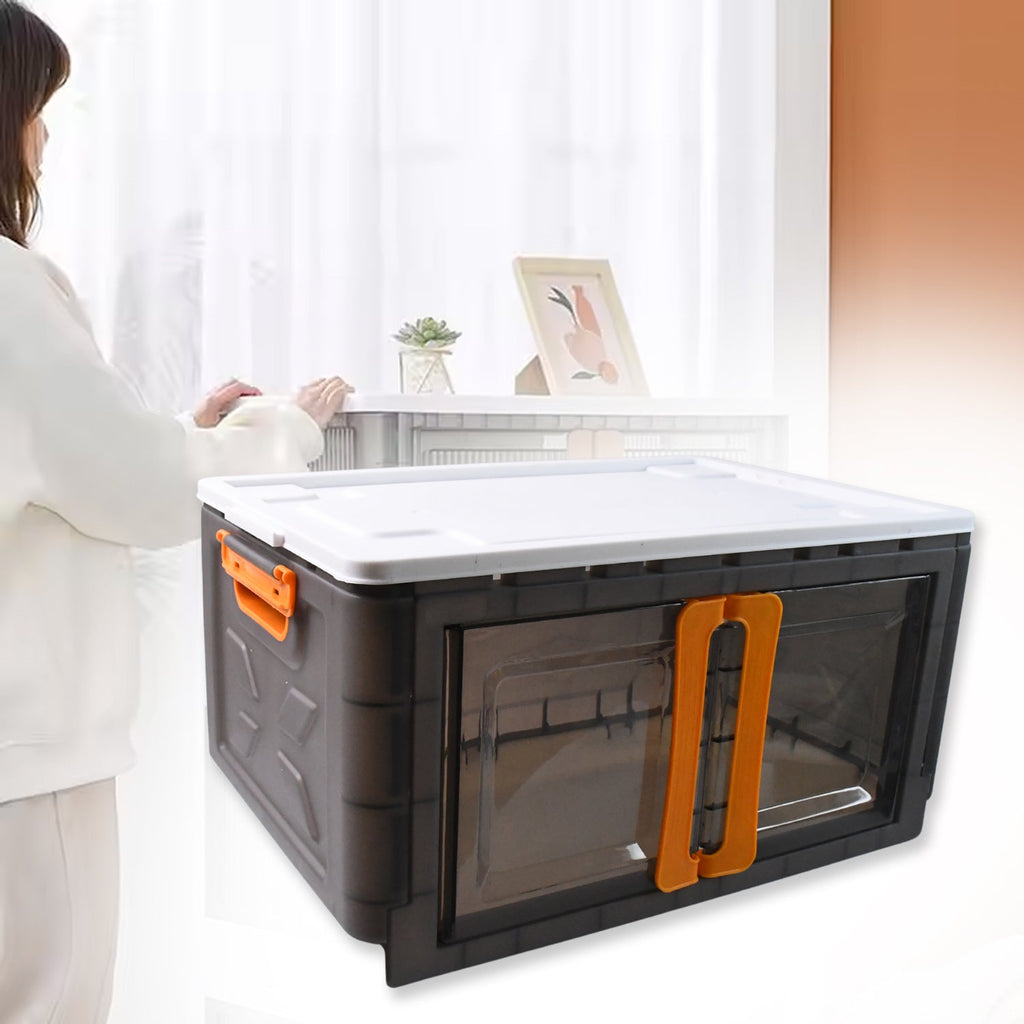 Close-up view of plastic folding wardrobe organizer's sturdy structure