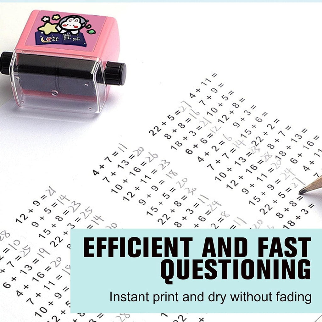 InkGlow math roller stamp showing adjustable numbers for teaching.