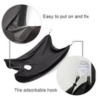 Beard apron efficiently capturing all hair clippings during a precise beard trim.