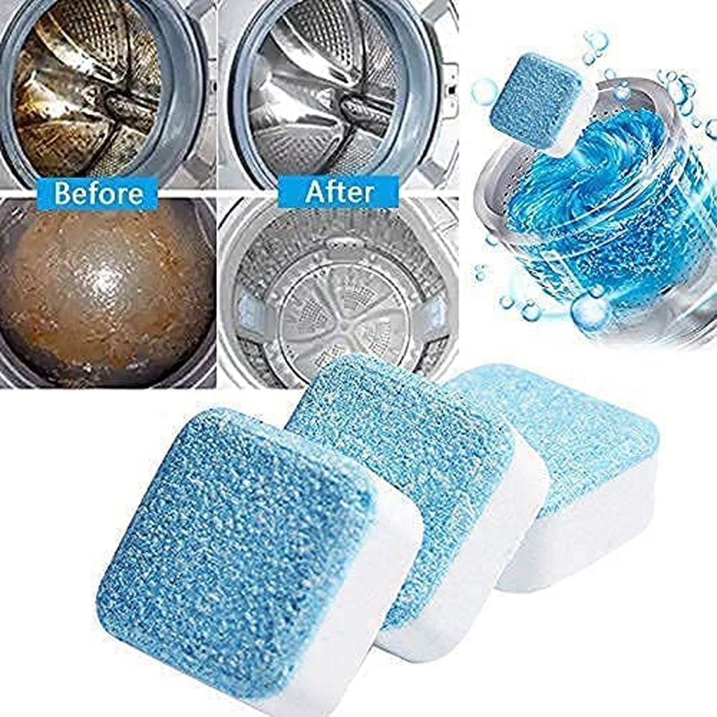 Washing machine cleaner tablets effectively removing stains from the drum.