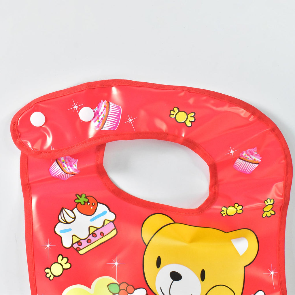 Soft foam lined interior of waterproof baby bib for gentle neck comfort