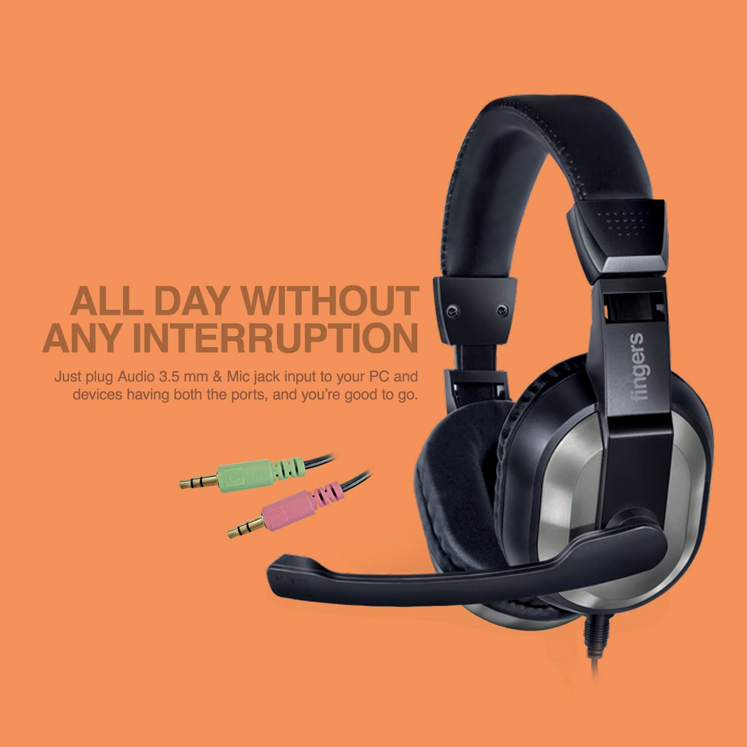 Comfortable wired headphones with padded earcups for long use