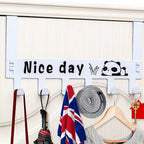 Carbon steel over door hook rack with six heavy-duty hooks, white finish, ideal for home use