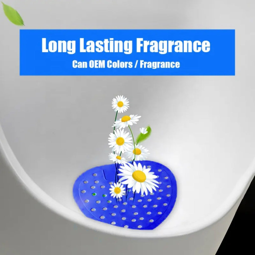 Scented urinal screen providing continuous freshness for up to 30 days.
