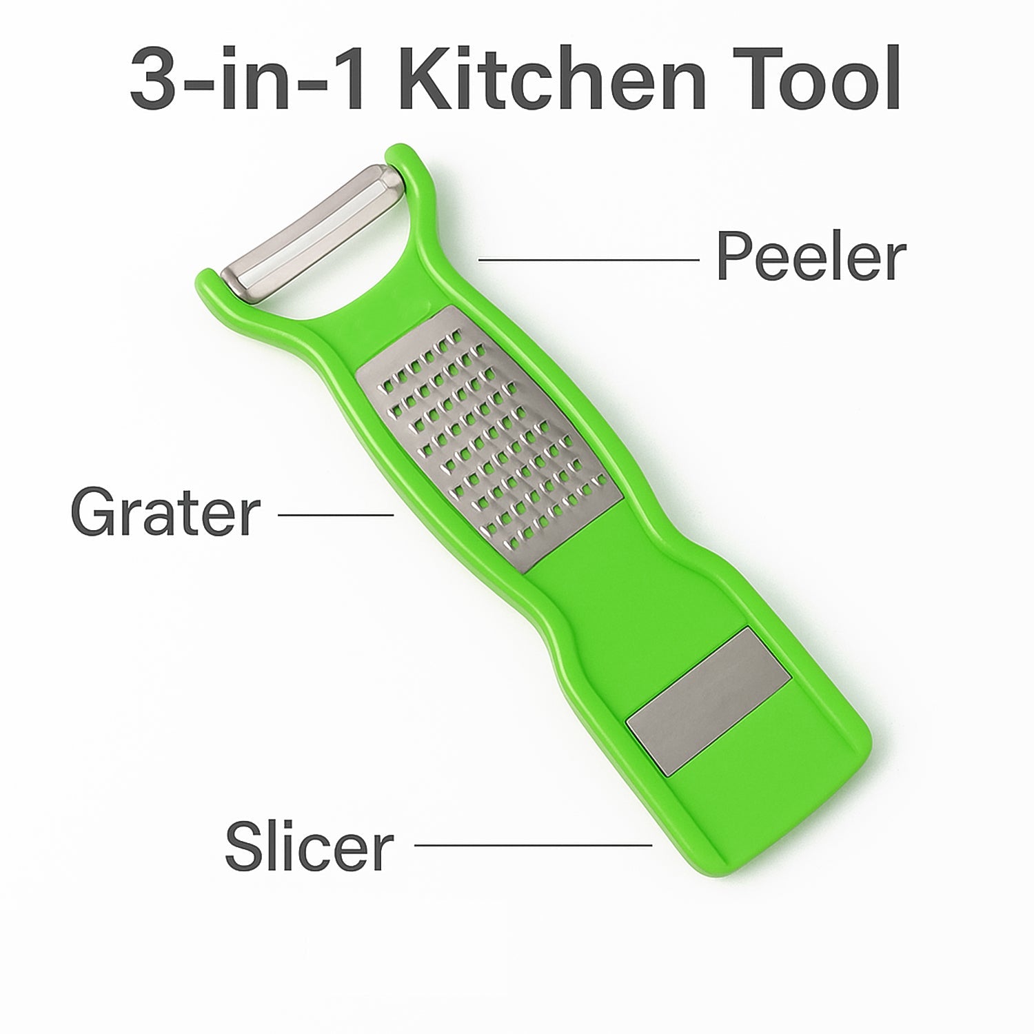 Versatile peeler with grater and slicer kitchen functionality