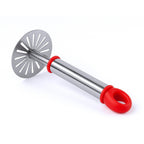 Side view of the Quickslice ergonomic vegetable masher highlighting its robust construction.