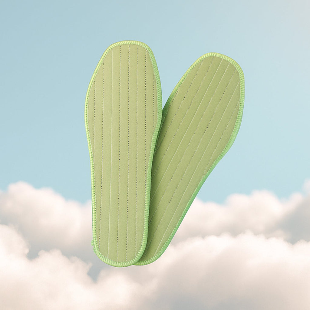 Flexible foot insoles providing shock-absorbing foot support