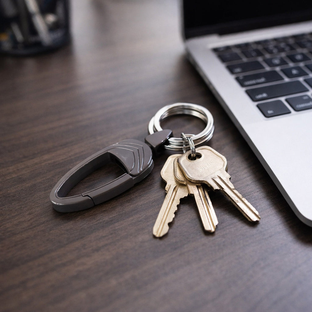 Durable metal keychain hook for keys