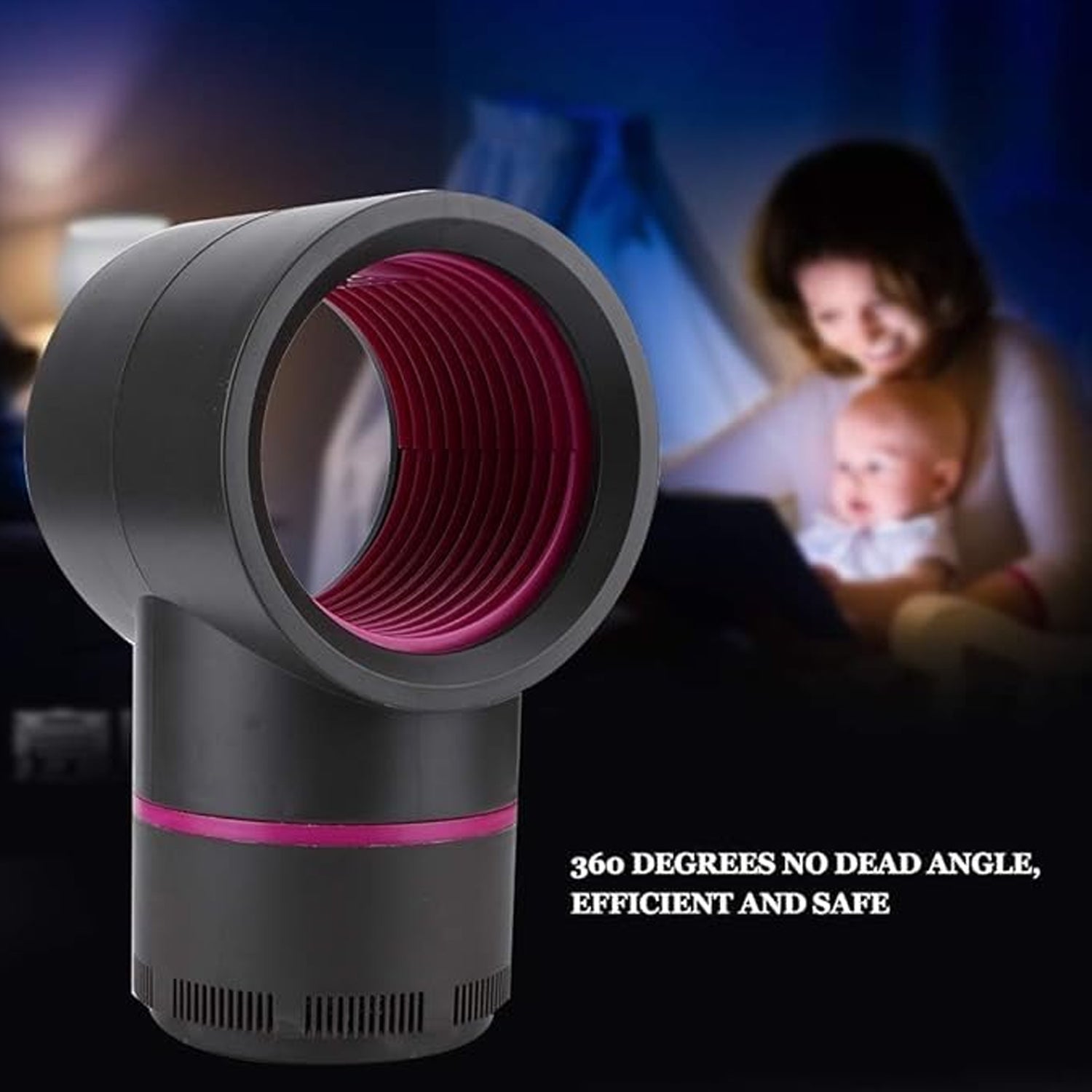 Side view of bladeless electric mosquito trap lamp with USB power