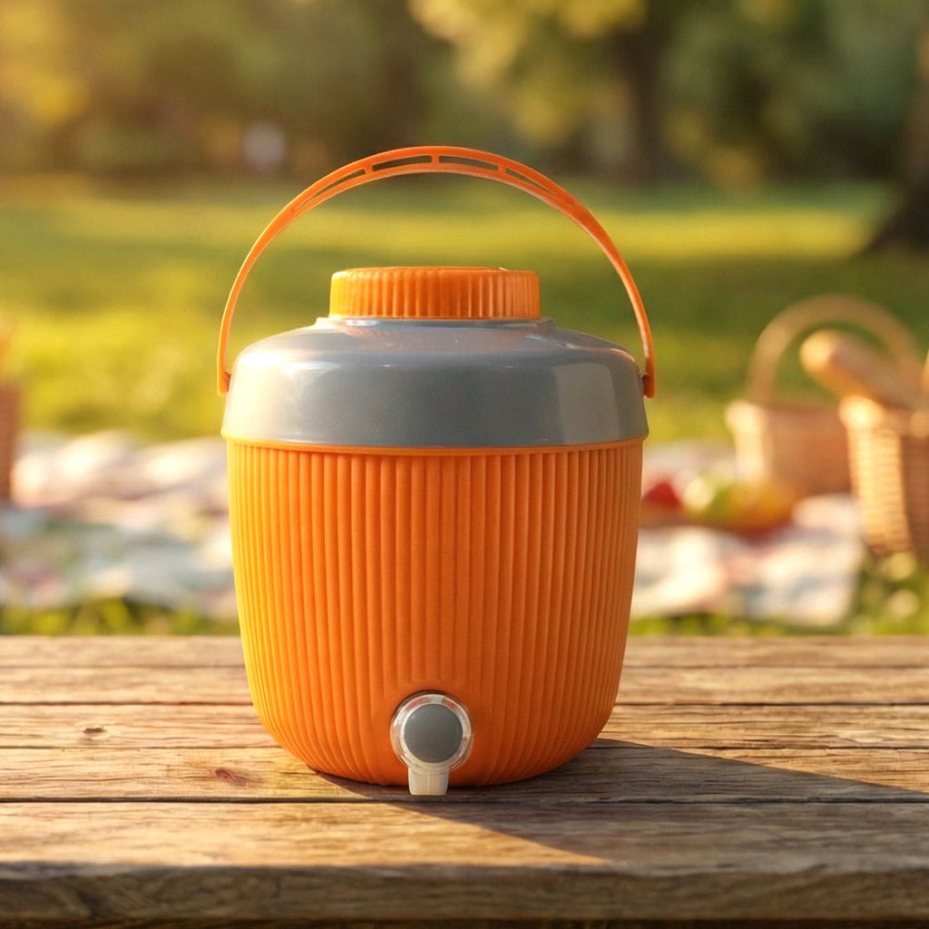 Back view of the ChillPour Insulated Water Jug 6L, emphasizing its compact shape.