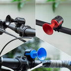The waterproof electric bicycle horn shown on a bike outdoors, ready for any weather.