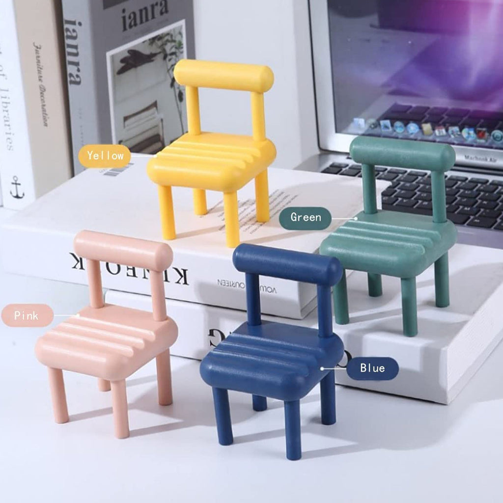 Side view of the Mini Chair Phone Stand, highlighting its three adjustable grooves for different viewing angles.