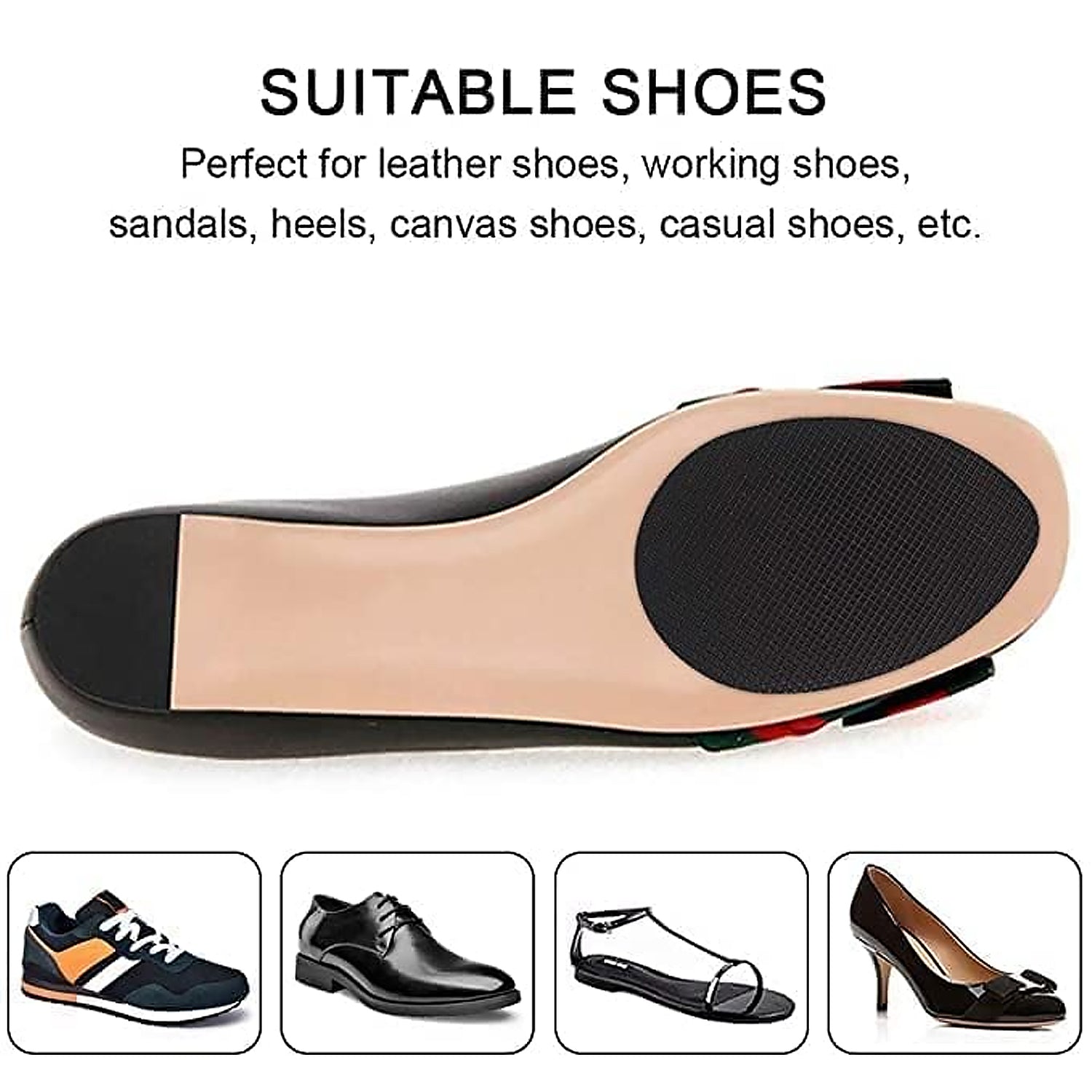 Stylish high heels featuring discreetly applied Non-Slip Shoe Pads for added stability.
