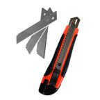 Close-up of the cutter knife featuring a non-slip rubber grip for enhanced control.