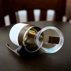 Top-down view of the 350ml insulated mug with its transparent lid.