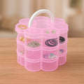 Flower-shaped 3-layer transparent plastic storage box with 9 grids compartments