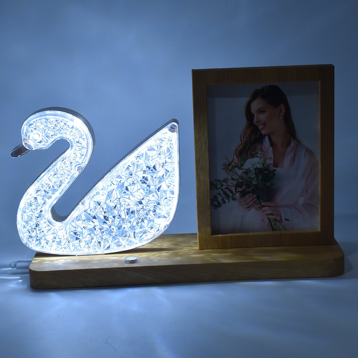 Side view of duck crystal LED lamp highlighting elegant design