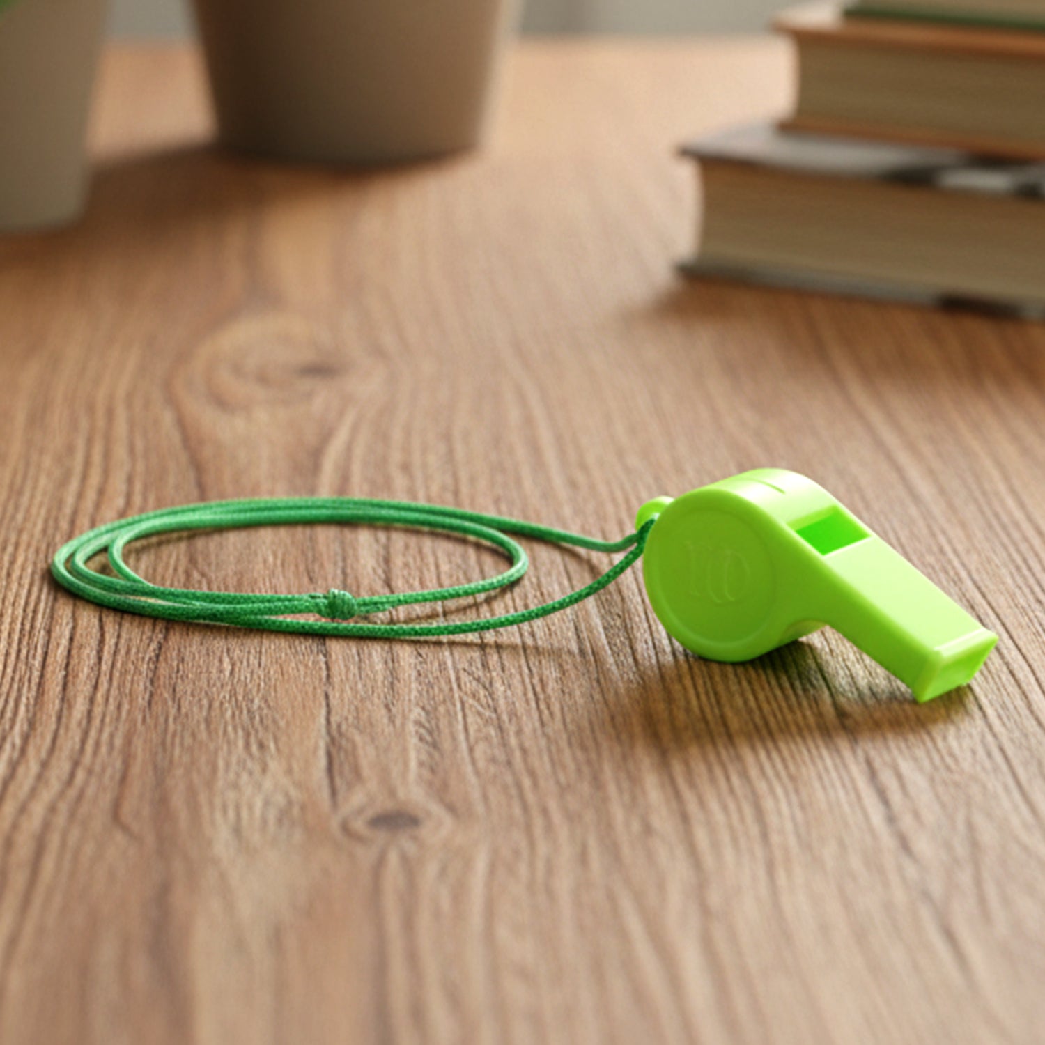 Plastic safety whistle with lanyard cord for outdoor safety