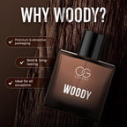 Premium Woody Eau De Parfum bottle and packaging elegantly displayed