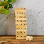 Close-up of the natural wooden blocks, highlighting their quality and smooth finish, used in the Wooden Stacking Game.