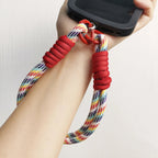 Close-up showing the ultra-thin phone tether patch being installed into a phone case.