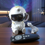 Close-up detail of astronaut galaxy projector lamp buttons