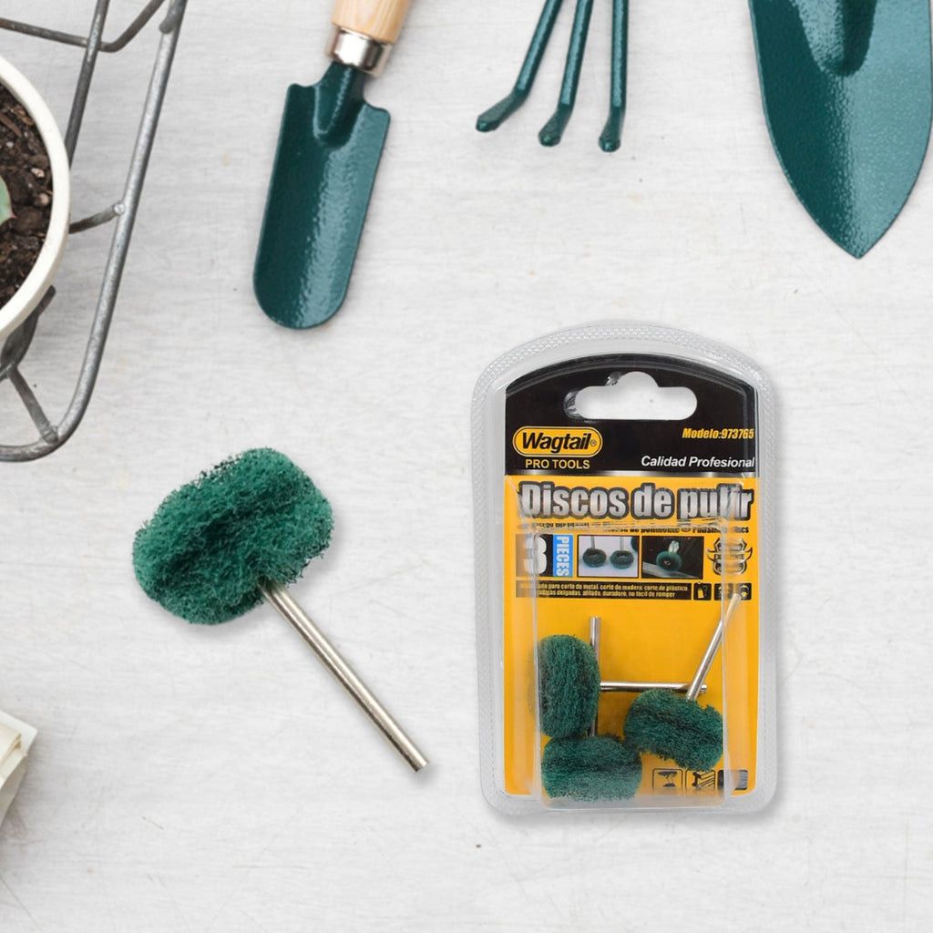 Miniature polishing brush accessory from the rotary tool kit.