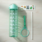 Hand holding motivational water bottle during workout or outdoor activity