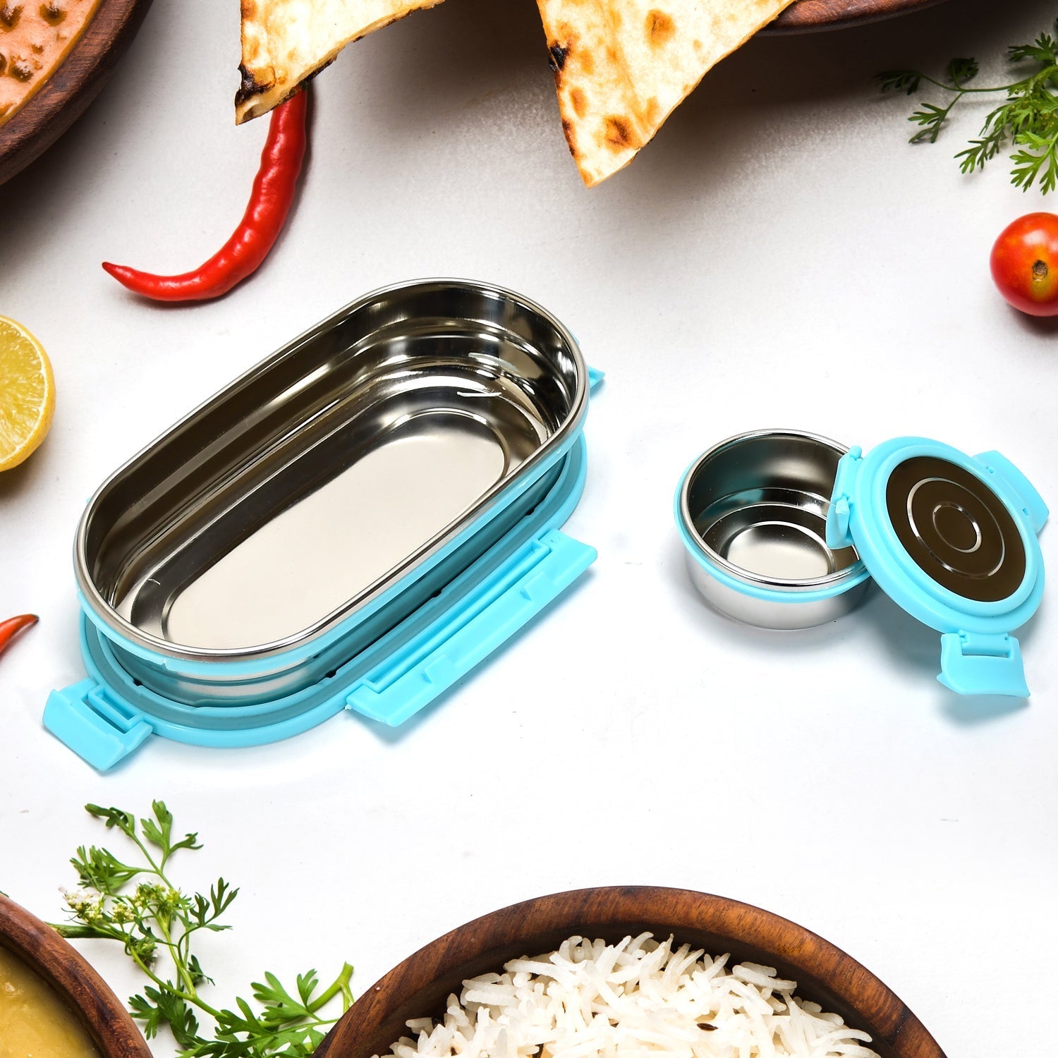 Ganesh stainless steel lunch box set with airtight lid