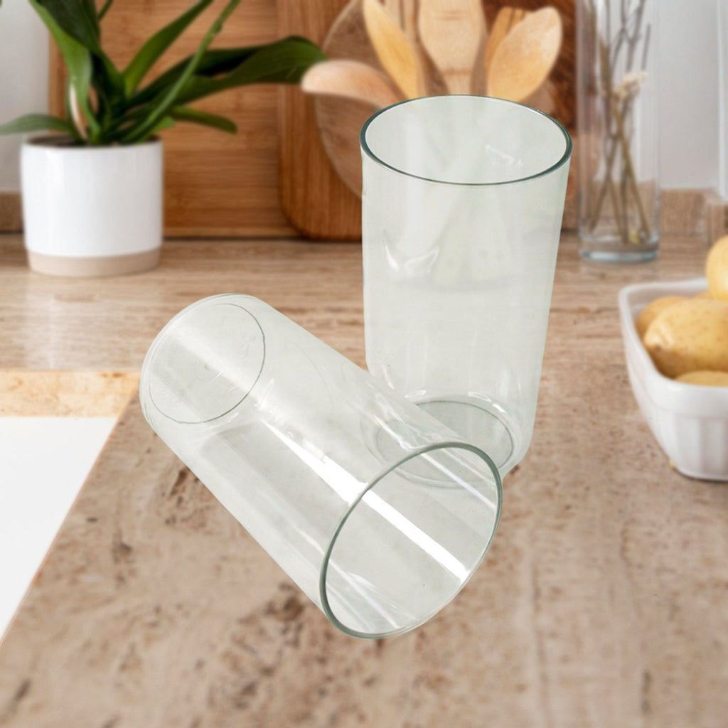 Set of clear plastic tumblers from Apex with durable, glass-like look