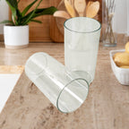 Set of clear plastic tumblers from Apex with durable, glass-like look