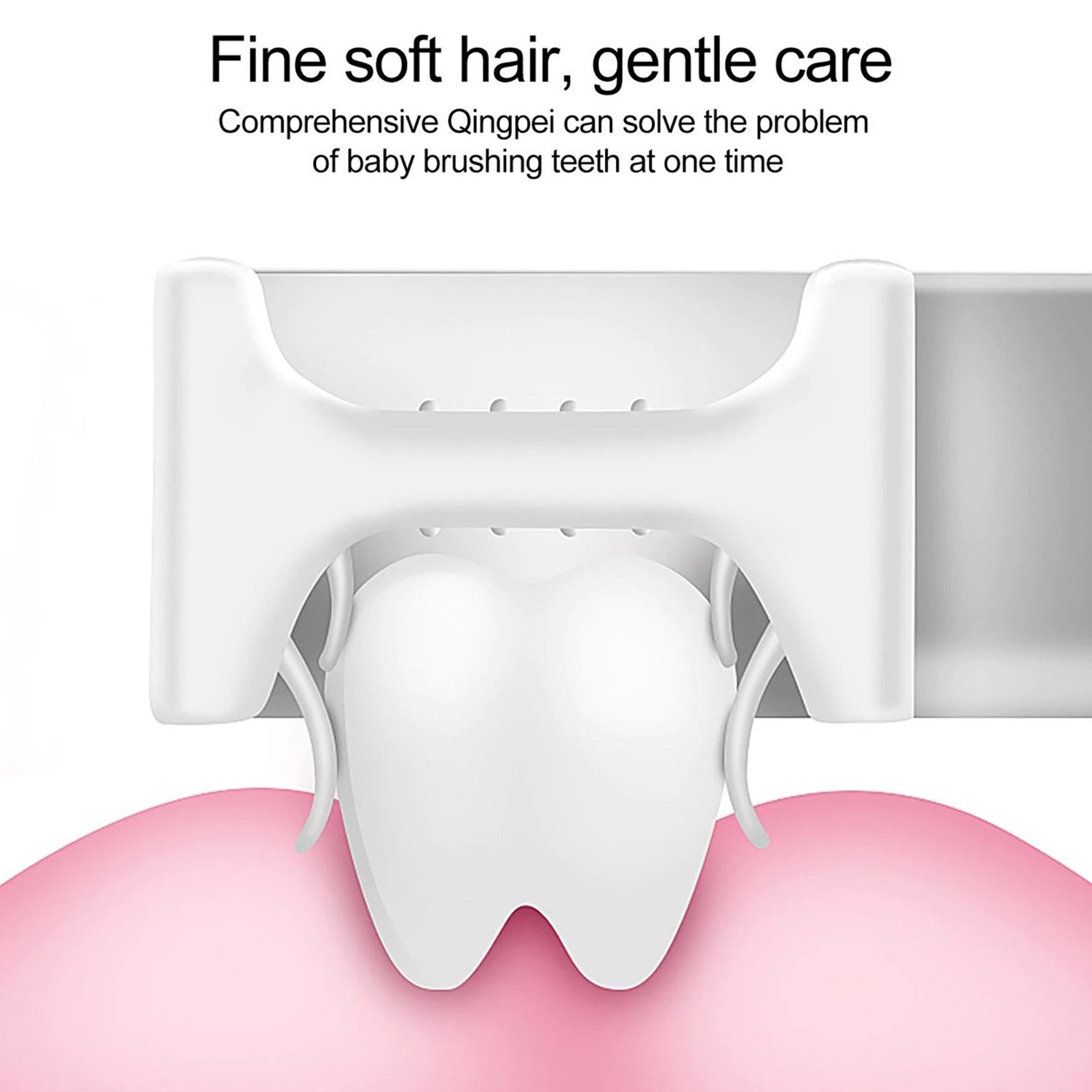 Child-friendly U-shape silicone toothbrush with a playful star handle, perfect for toddlers learning to brush.
