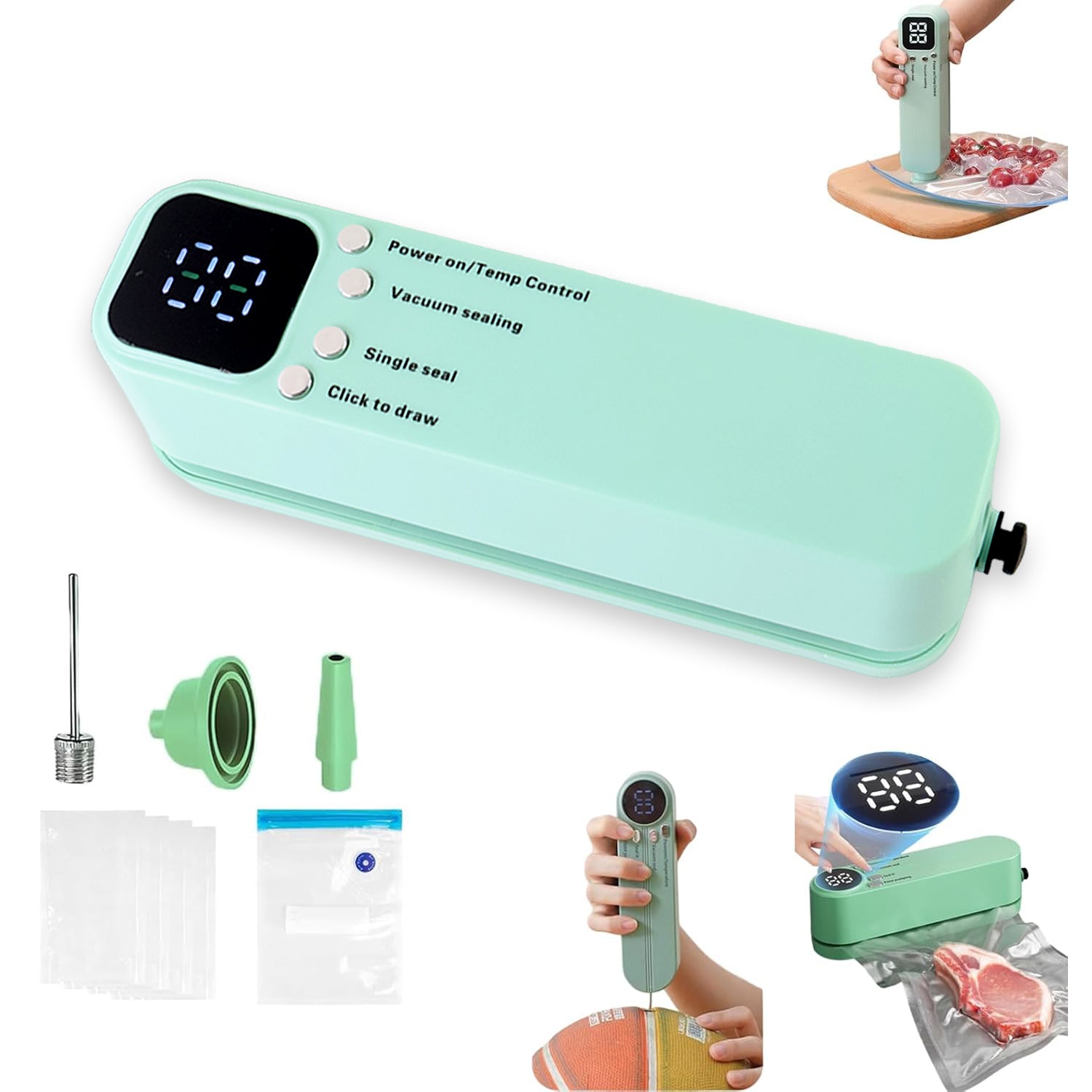 Compact kitchen vacuum sealer machine body and controls