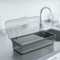 Kitchen sink accessory organizer with drain plate