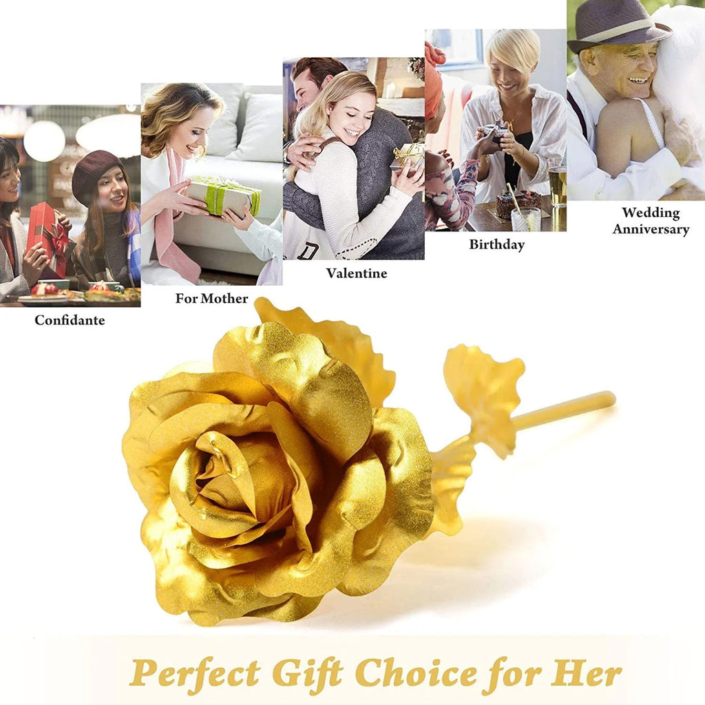 Heart love and golden rose decorative set for tabletop display