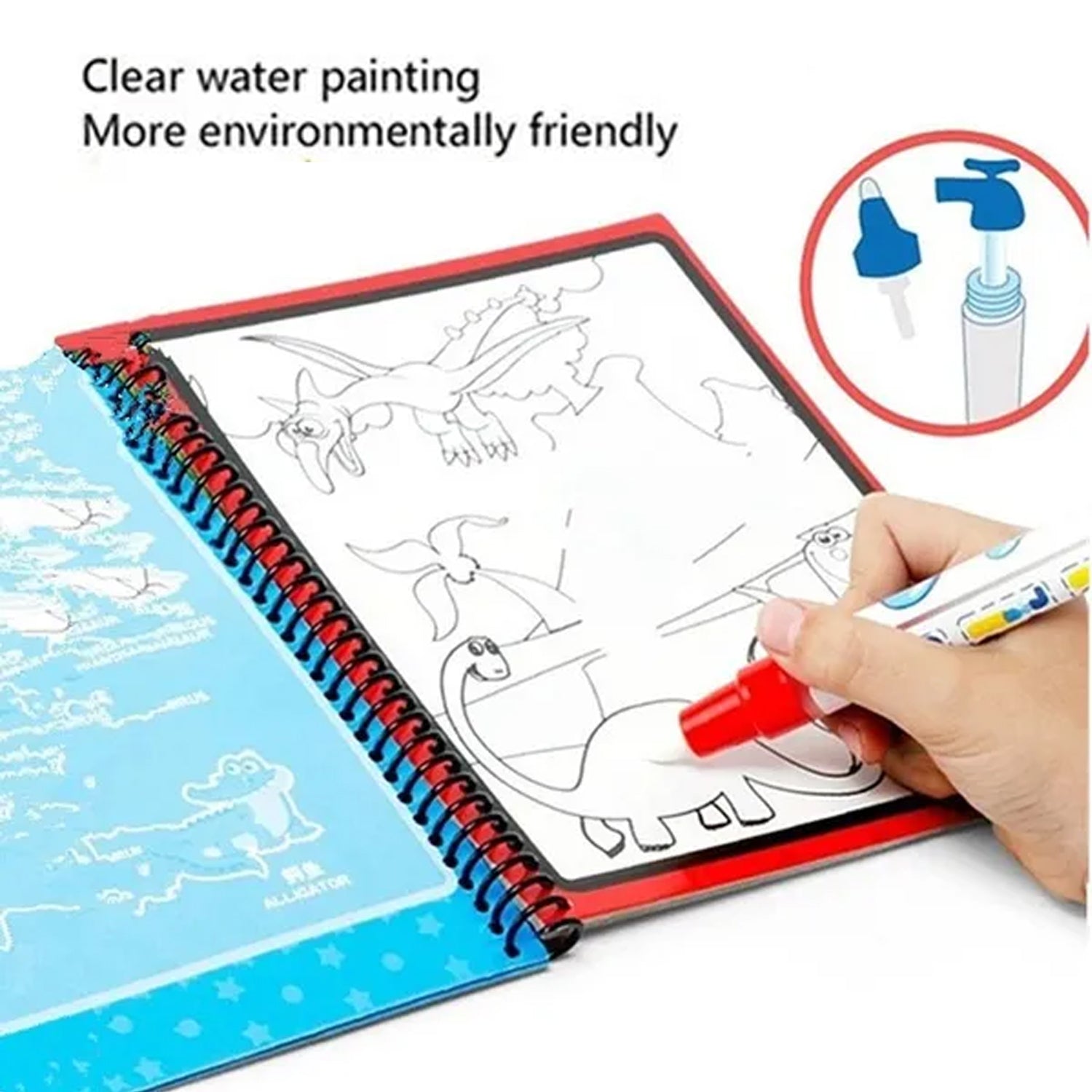 The Magic Water Coloring Book displaying vibrant colours appearing on a page.
