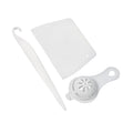Three-piece silicone cake decorating kit with baking brushes on a clean white background.