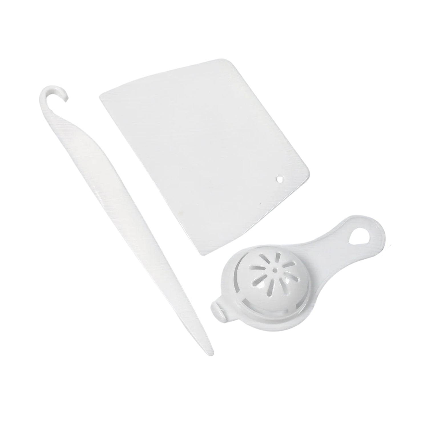 Three-piece silicone cake decorating kit with baking brushes on a clean white background.