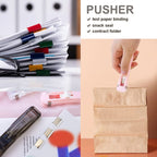 Top-down view of the white Paper Clamp Dispenser with its reusable clips neatly arranged.