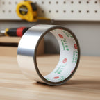 Close-up texture of aluminium foil adhesive tape showing quality