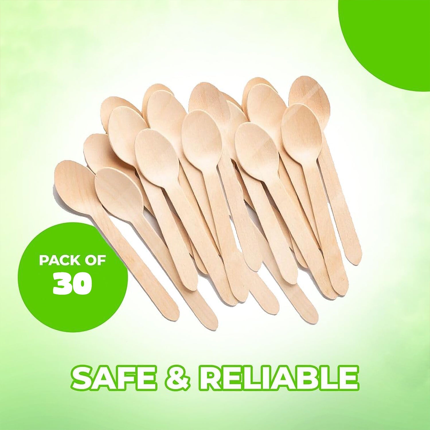 Disposable wooden spoons laid out neatly, prepared for catering use.