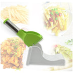 Durable potato chipser with integrated container for mess-free prep.