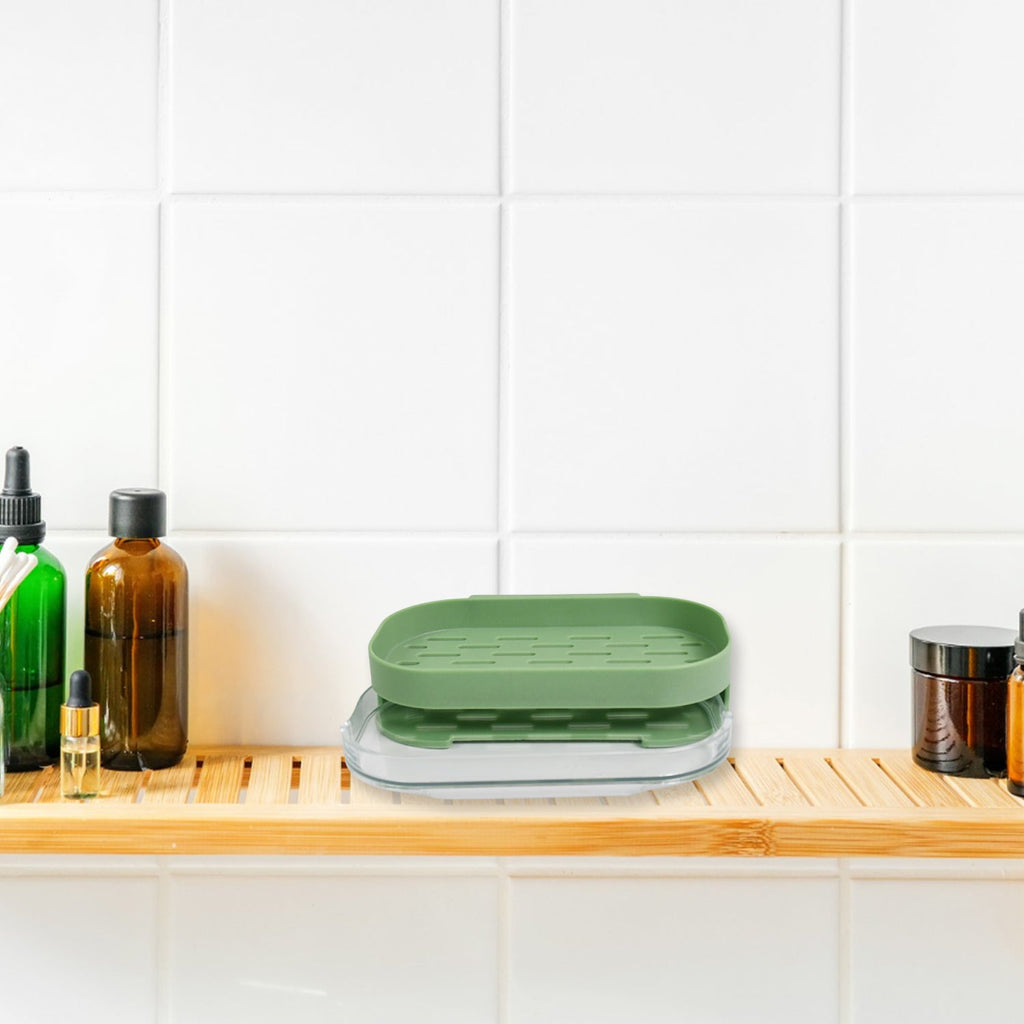 Clear view of the long handle and interchangeable brush heads from the multi-purpose Dish Brush Set.