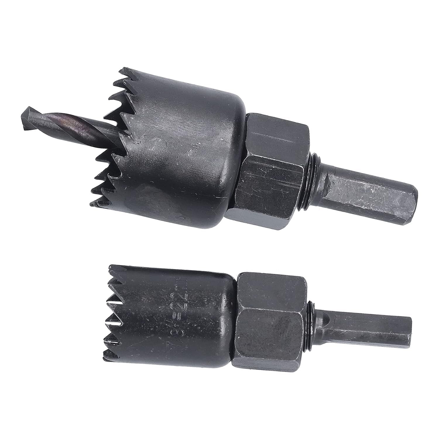 The BoltForce Hole Saw Kit's components, including mandrels and an Allen wrench, neatly arranged.