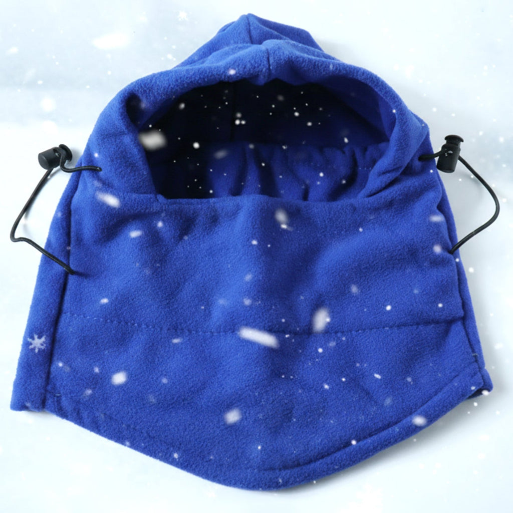 Winter fleece face mask ready to protect face and neck from wind chill